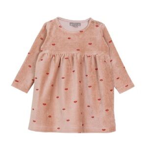 EMILE ET IDA Velour viscous kisses long sleeve dress girls kids 2T organic